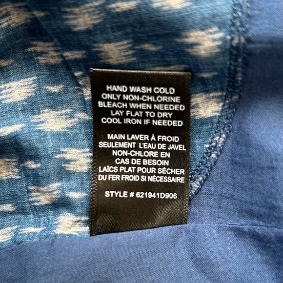 Rebecca Taylor Long Sleeve Ikat Shirtdress Indigo Blue Puff Sleeve Smocked Sz S - Picture 16 of 16